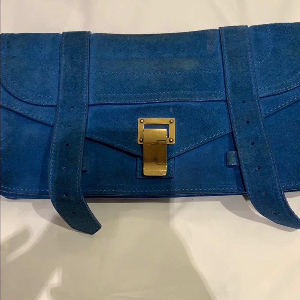 Proenza schouler blue sued clutch